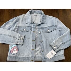 NEW Disney The Little Mermaid Jean Light Weight Jacket Button Up Blue Denim 9/10